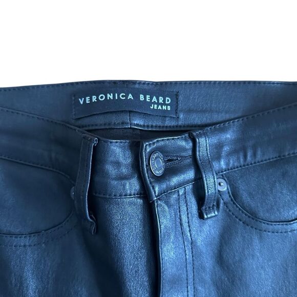 Veronica Beard Kate Mid-rise 100% Leather Skinny Jeans  Pants Black Size 26 - Picture 3 of 11
